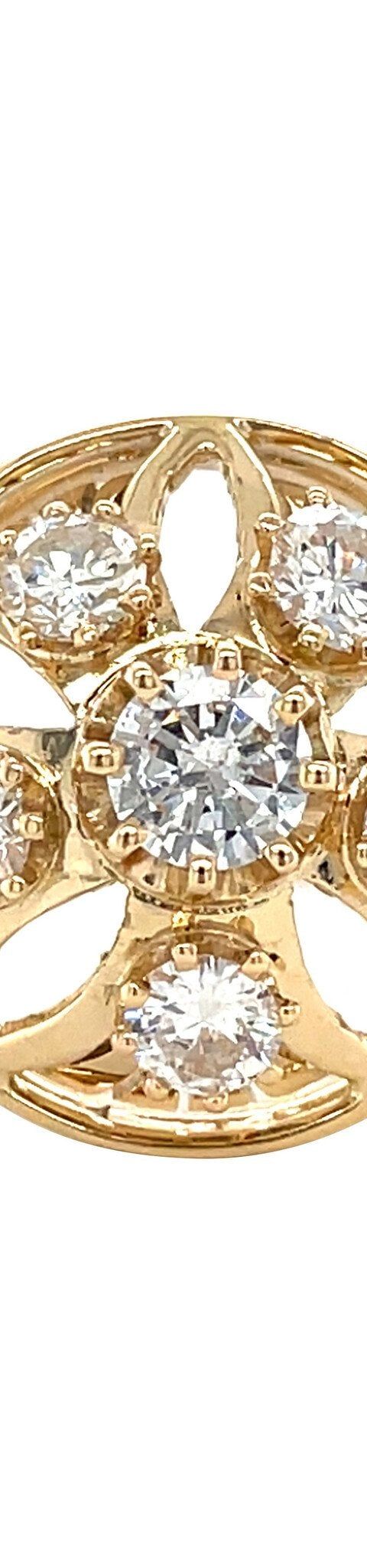 Vintage 14K Gold Cluster Ring with Diamond